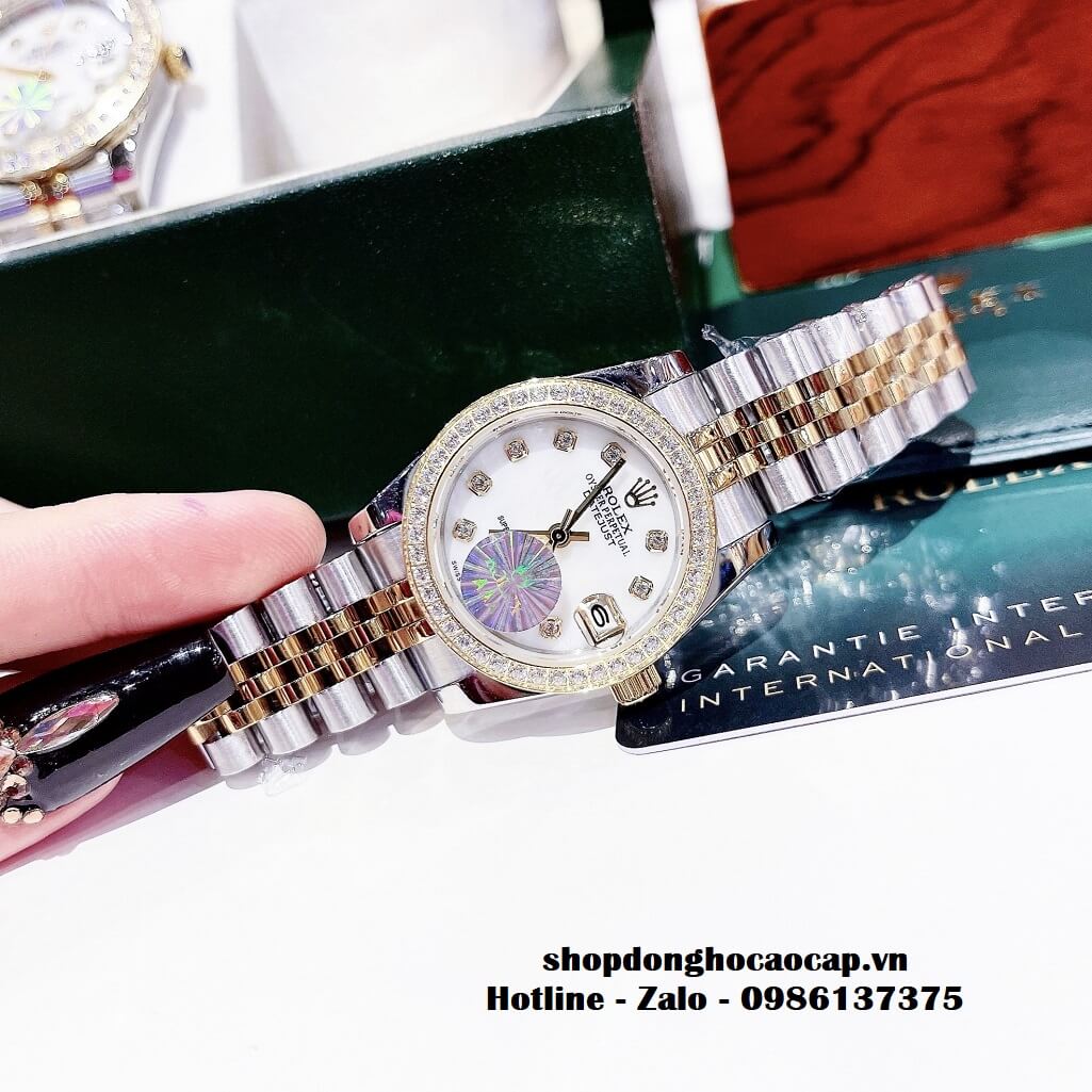 Đồng Hồ Cặp Rolex Datejust Automatic Nam Nữ 41mm - 32mm - Demi Mặt Trắng