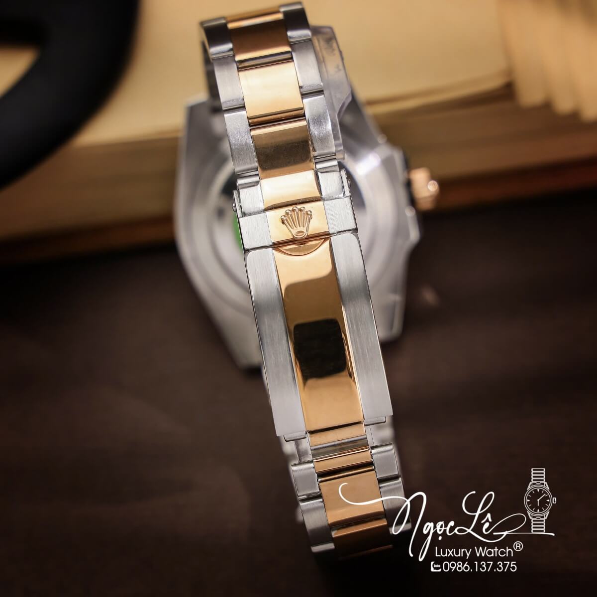 Đồng Hồ Rolex Yacht Master Automatic Nam Dây Kim Loại Demi Rose Mặt Nâu 40mm