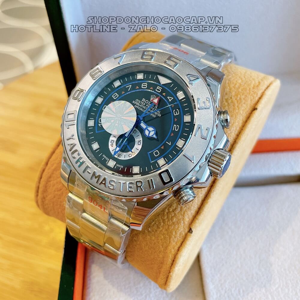 Đồng Hồ Rolex Yacht-Master II Tự Động Nam Dây Kim Loại Mặt Đen Silver 44mm