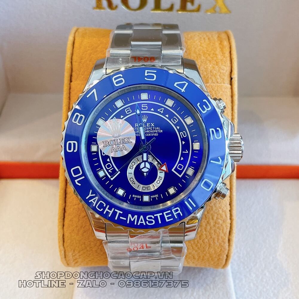 Đồng Hồ Rolex Yacht-Master II Tự Động Nam Dây Kim Loại Mặt Xanh Silver 44mm