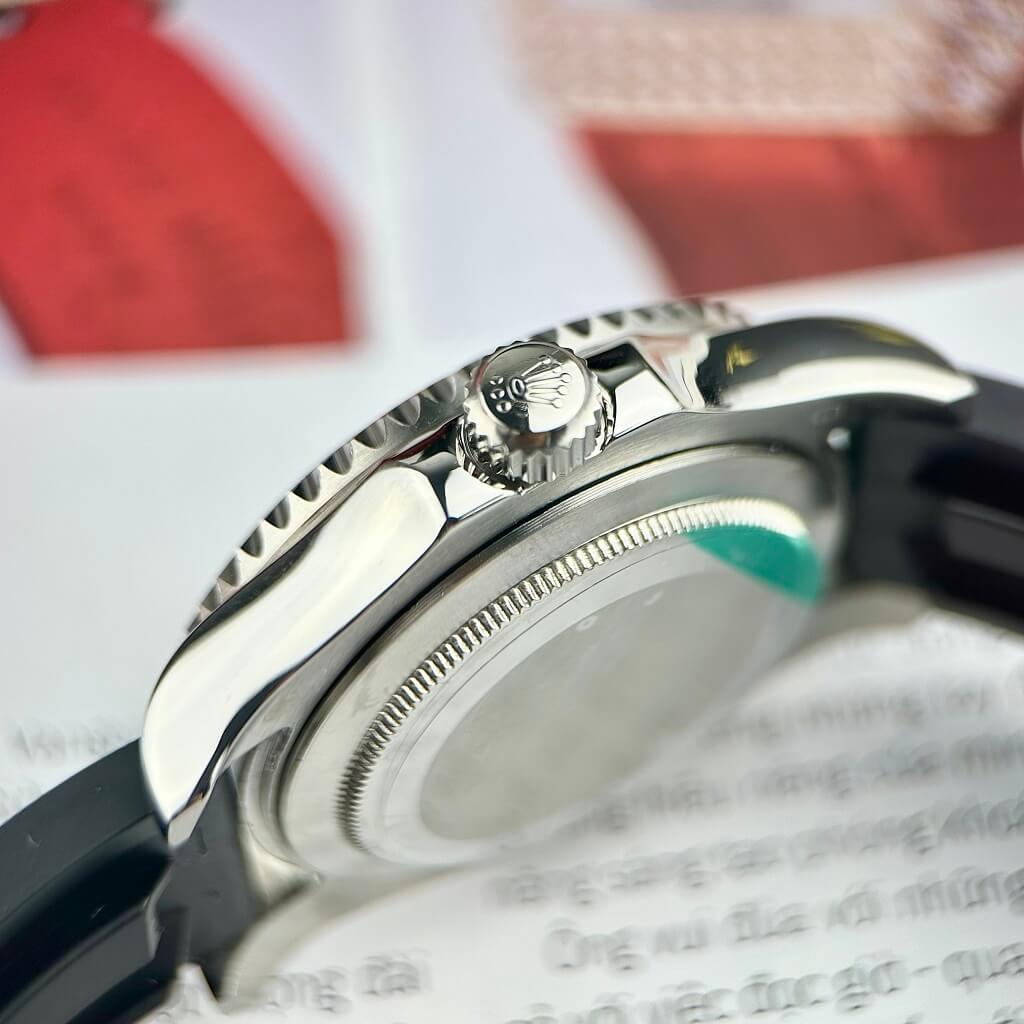 Đồng Hồ Rolex Yacht Master Nam Tự Động Dây Cao Su Đen Silver 40mm