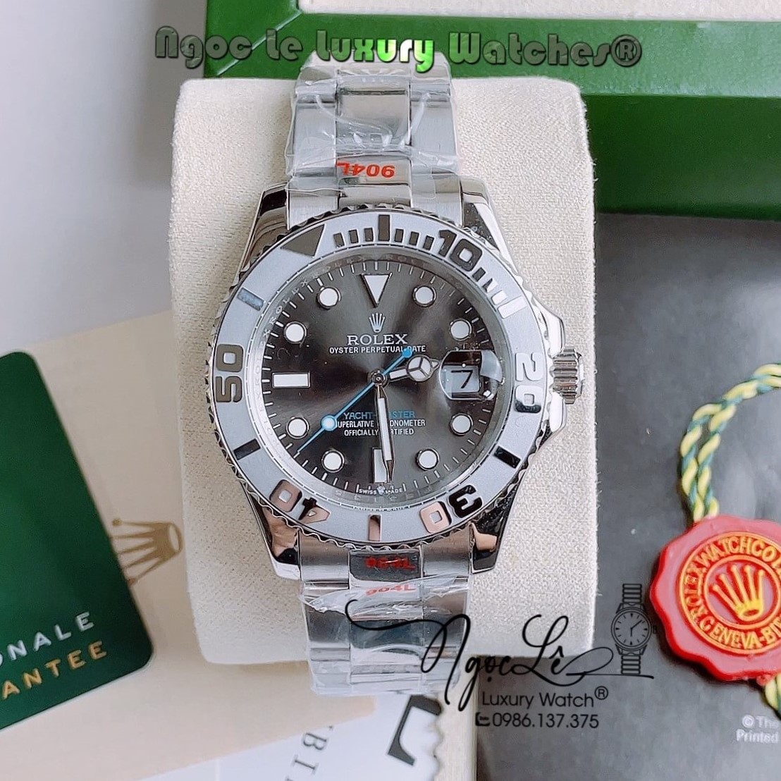 Đồng Hồ Rolex Yacht-Master Automatic Nam Dây Kim Loại Bạc Mặt Xám Size 40mm