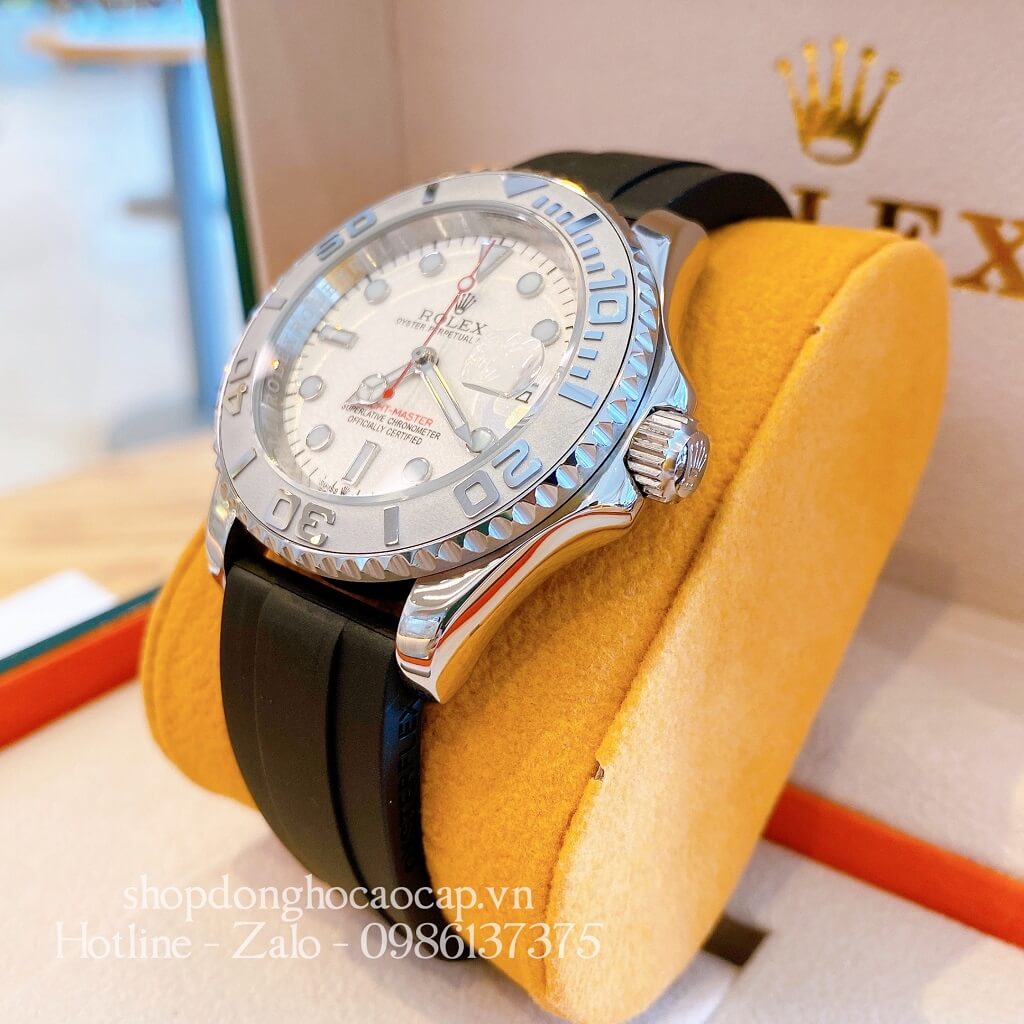 Đồng Hồ Rolex Yacht-Master Tự Động Nam (Automatic) Dây Cao Su Đen Silver 40mm