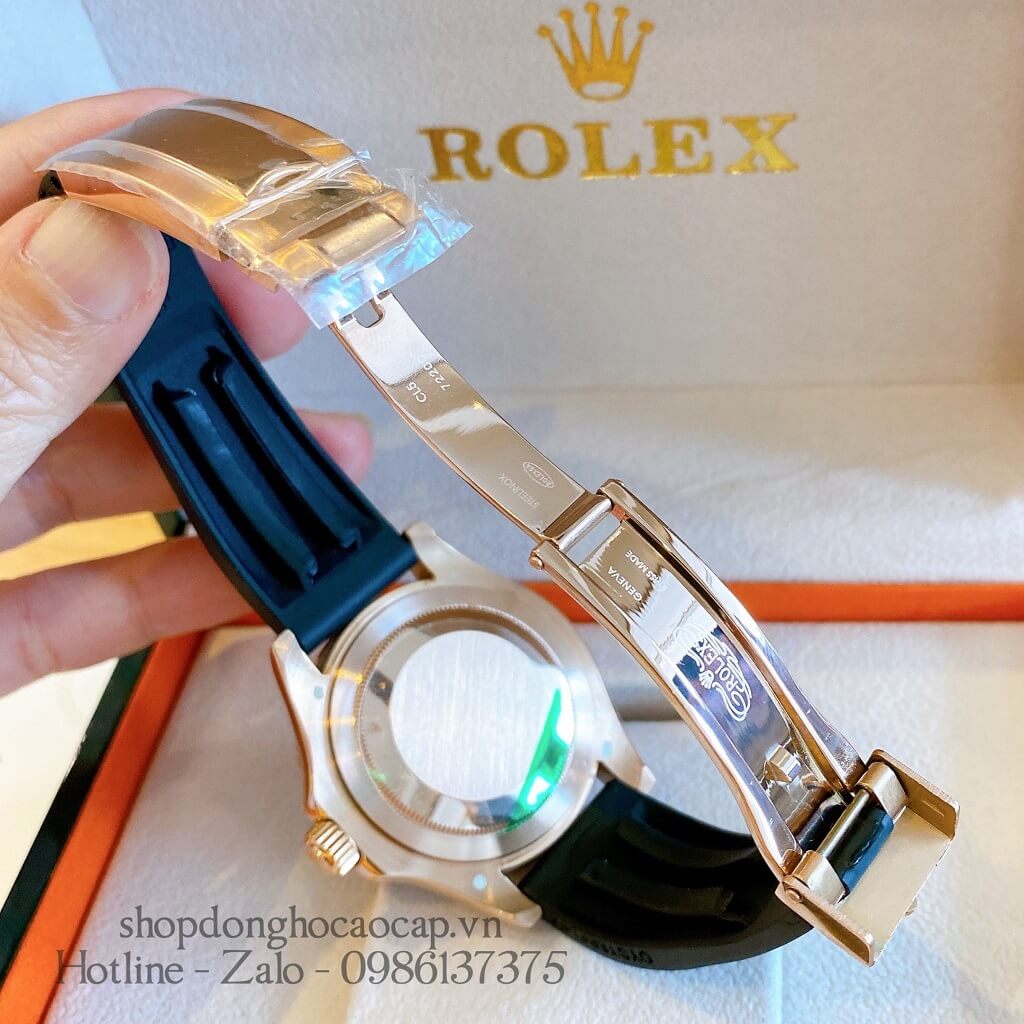 Đồng Hồ Rolex Yacht-Master Tự Động Nam (Automatic) Dây Cao Su Đen Rose Gold 40mm