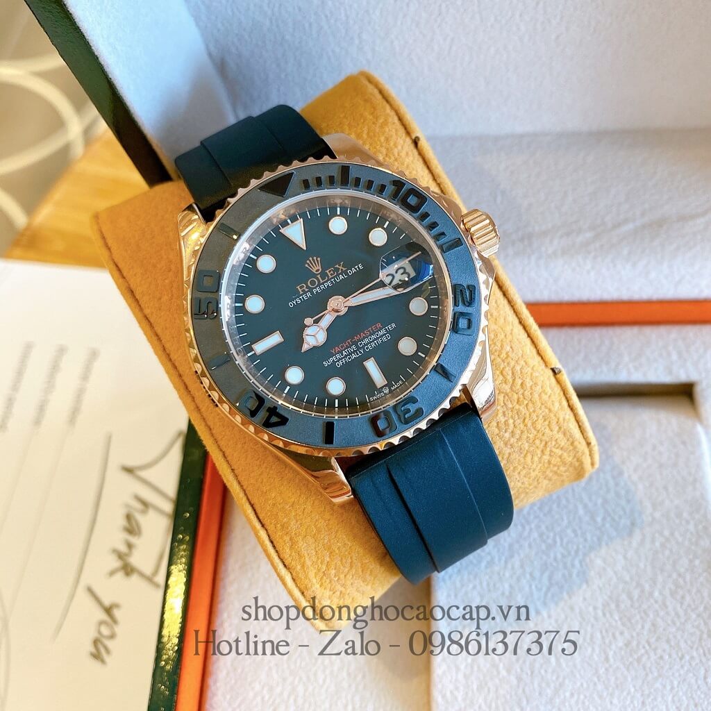 Đồng Hồ Rolex Yacht-Master Tự Động Nam (Automatic) Dây Cao Su Đen Rose Gold 40mm