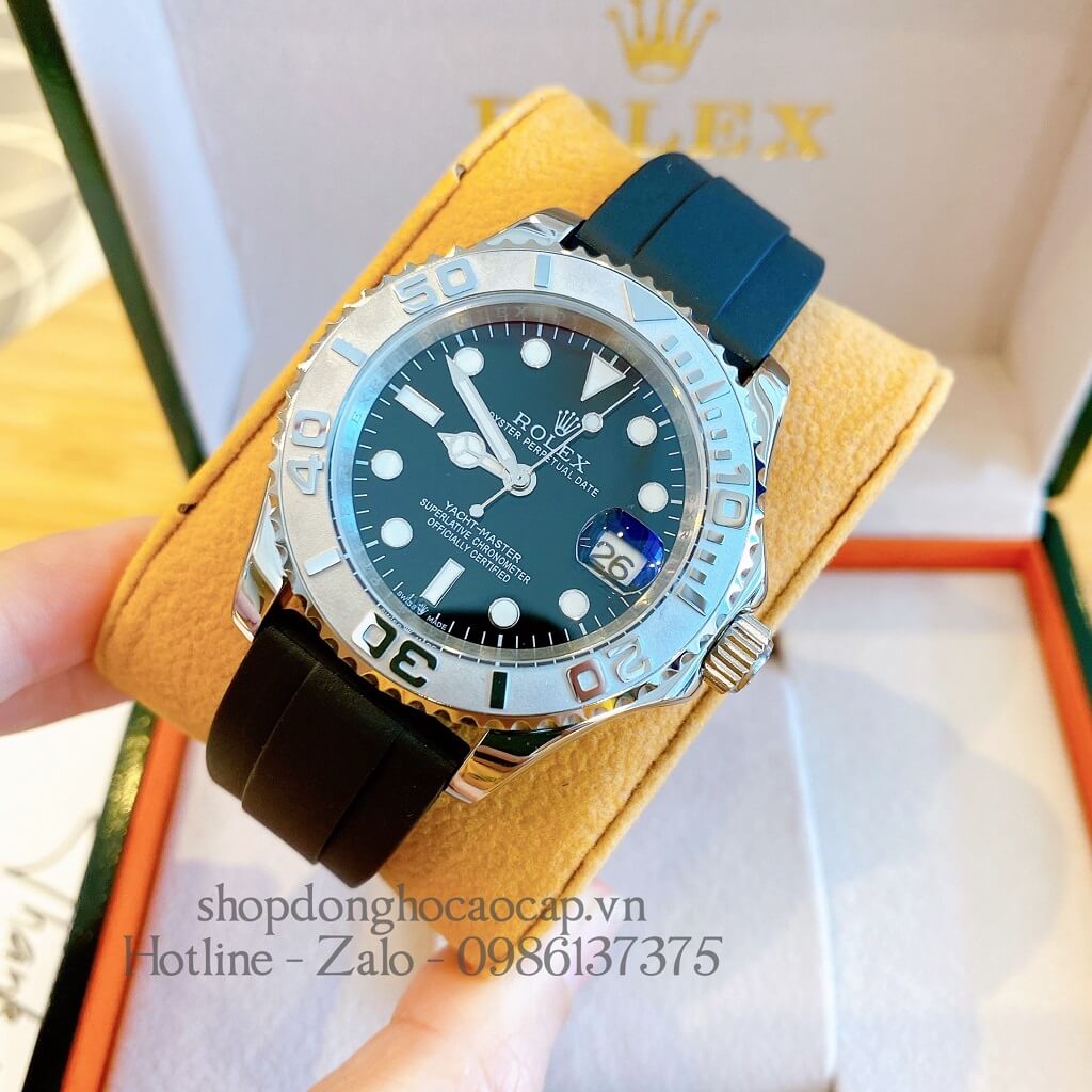 Đồng Hồ Rolex Yacht-Master Tự Động Nam (Automatic) Dây Cao Su Đen Silver 40mm