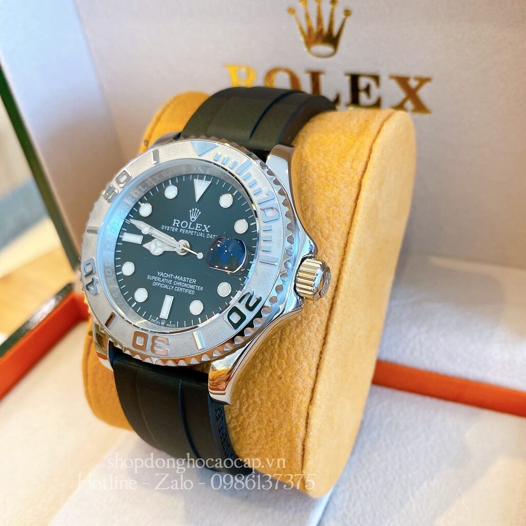 Đồng Hồ Rolex Yacht-Master Tự Động Nam (Automatic) Dây Cao Su Đen Silver 40mm