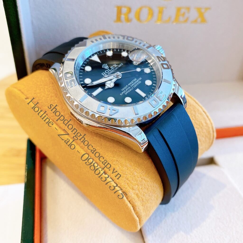 Đồng Hồ Rolex Yacht-Master Tự Động Nam (Automatic) Dây Cao Su Đen Silver 40mm