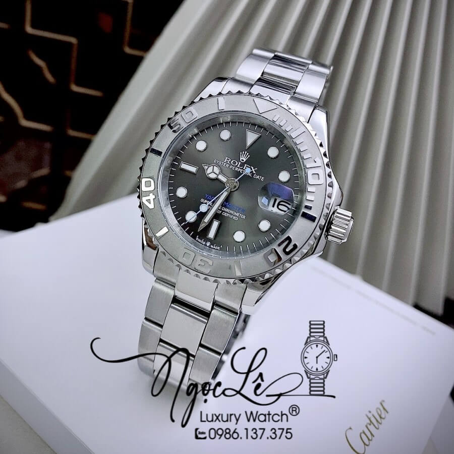 Đồng Hồ Rolex Yacht Master Automatic Nam Dây Kim Loại Bạc Mặt Xám 40mm