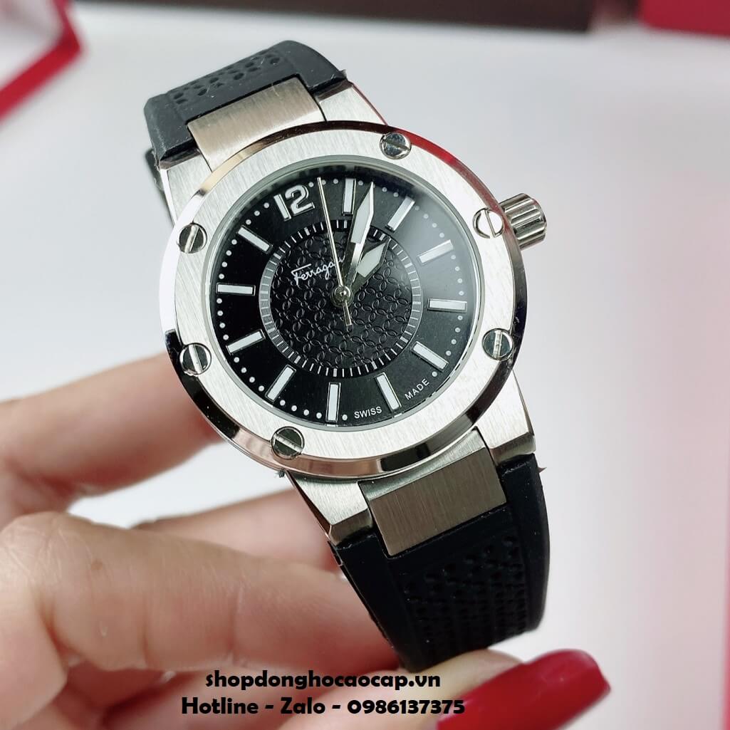 Đồng Hồ Nữ Salvatore Ferragamo Dây Silicon Đen Vỏ Silver 33mm