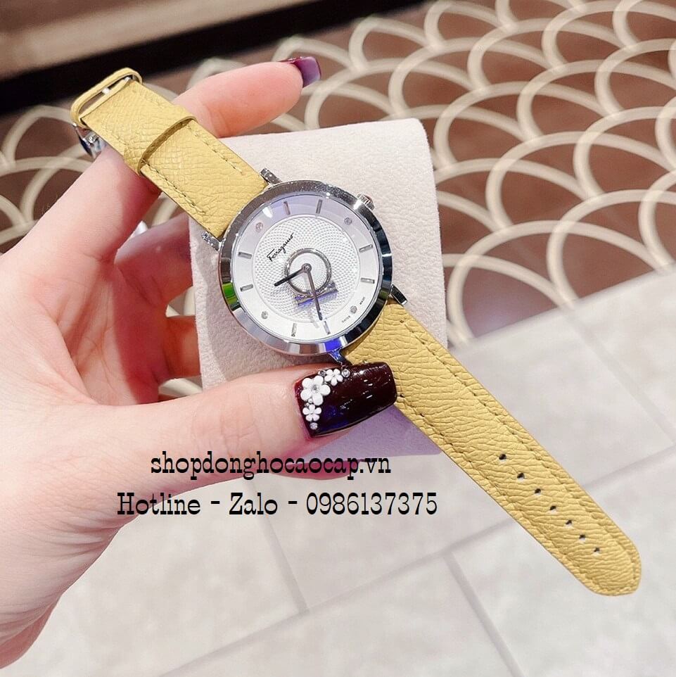 Đồng Hồ Nữ Salvatore Ferragamo Minuetto Dây Da Vàng 35mm