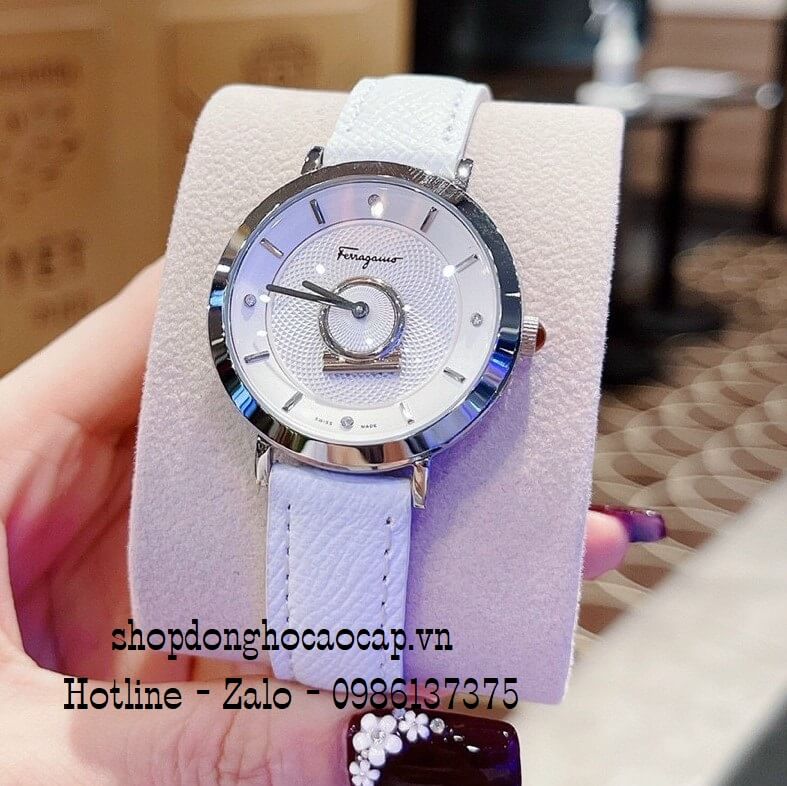 Đồng Hồ Nữ Salvatore Ferragamo Minuetto Dây Da Trắng 35mm