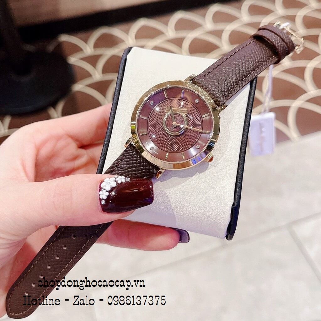 Đồng Hồ Nữ Salvatore Ferragamo Minuetto Dây Da Nâu 35mm