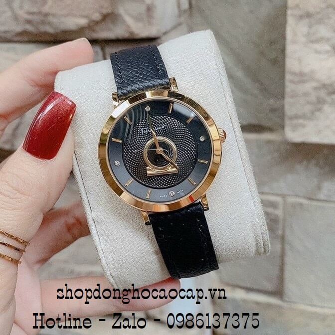 Đồng Hồ Nữ Salvatore Ferragamo Minuetto Dây Da Đen Mặt Đen 35mm