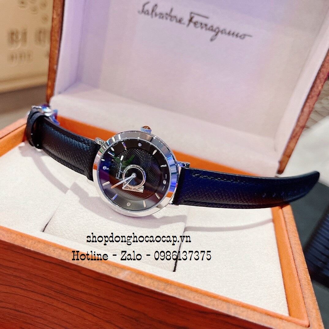 Đồng Hồ Nữ Salvatore Ferragamo Minuetto Dây Da Đen Mặt Đen 35mm