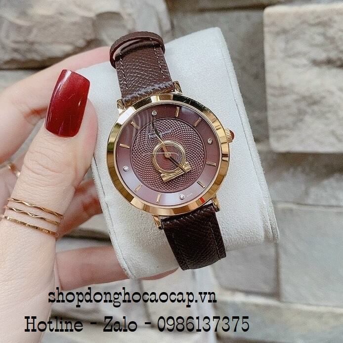 Đồng Hồ Nữ Salvatore Ferragamo Minuetto Dây Da Nâu 35mm