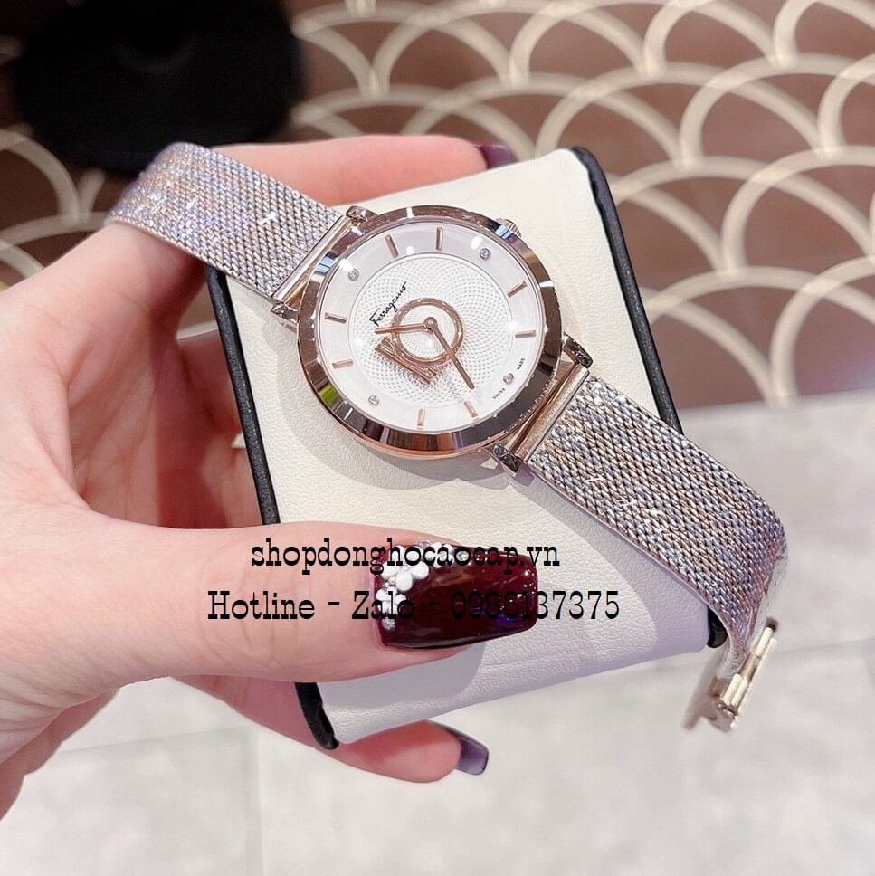 Đồng Hồ Nữ Salvatore Ferragamo Minuetto Dây Mesh Demi Rose 35mm