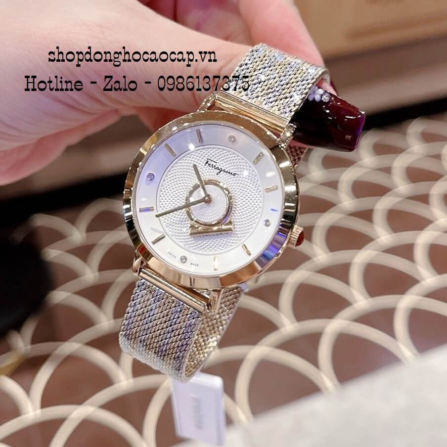 Đồng Hồ Nữ Salvatore Ferragamo Minuetto Dây Mesh Demi Gold 35mm