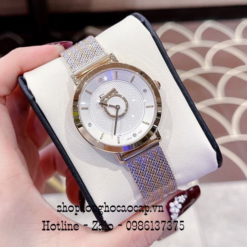 Đồng Hồ Nữ Salvatore Ferragamo Minuetto Dây Mesh Demi Gold 35mm