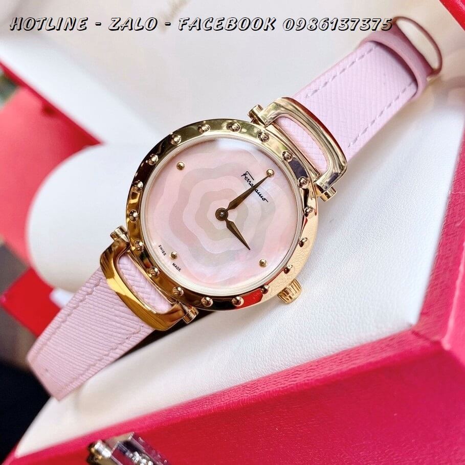 Đồng Hồ Salvatore Ferragamo Nữ Dây Da Hồng 34mm Mặt Hồng