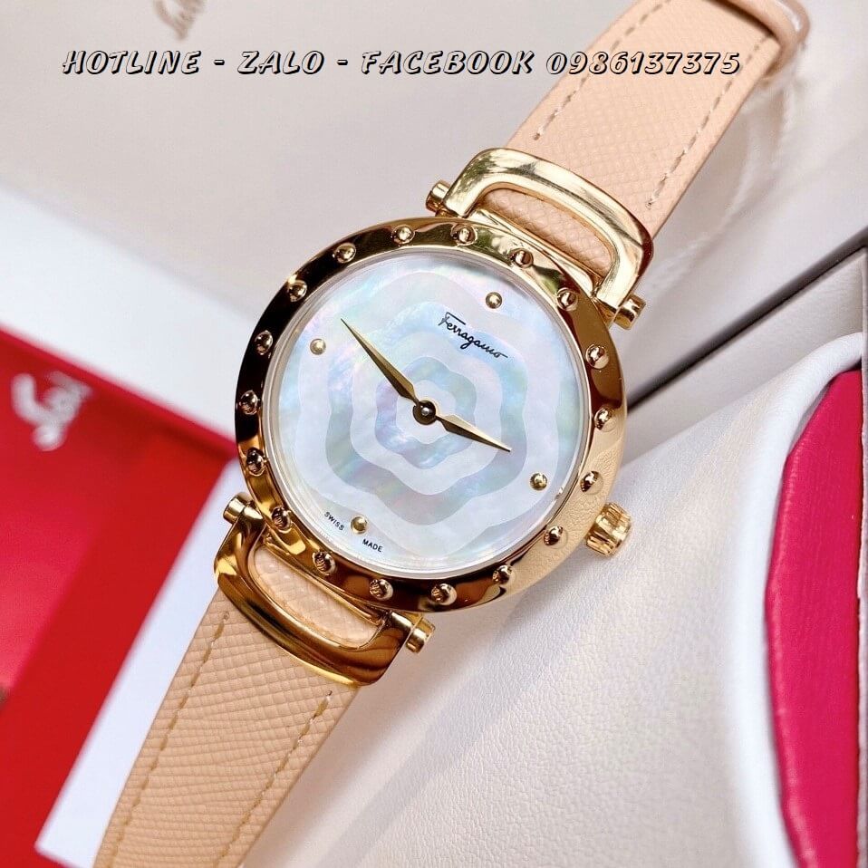 Đồng Hồ Salvatore Ferragamo Nữ Dây Da Nude 34mm