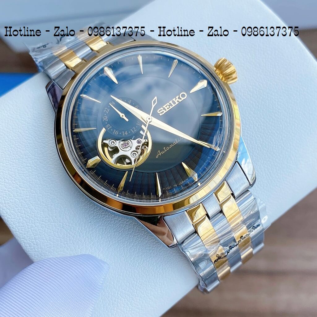 Đồng Hồ Seiko Automatic Lộ Máy Demi Đen 40mm Nam