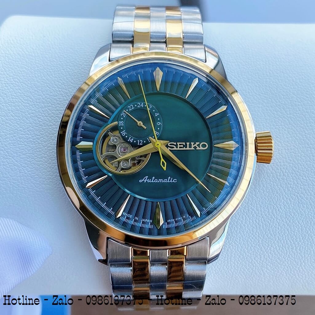Đồng Hồ Nam Seiko Automatic Lộ Máy Demi Xanh Lá 40mm