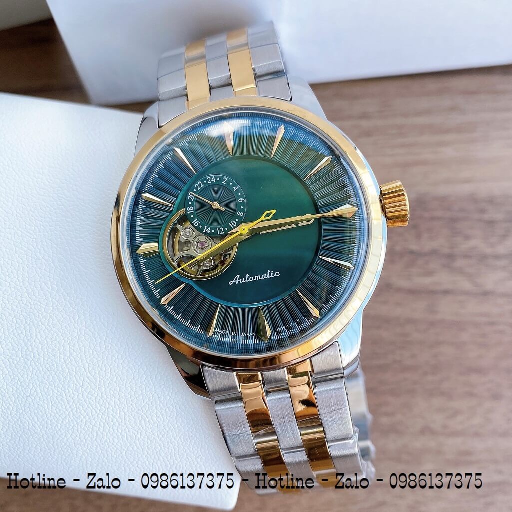 Đồng Hồ Seiko Automatic Lộ Máy Demi Xanh Lá 40mm Nam