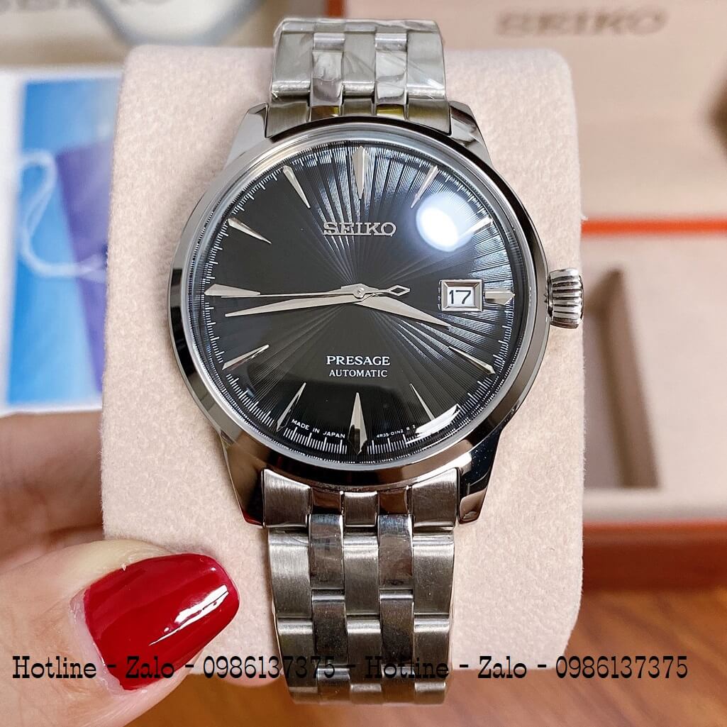 Đồng Hồ Seiko Automatic Demi Bạc Mặt Đen Nam 40mm – Shop Đồng Hồ Cao Cấp