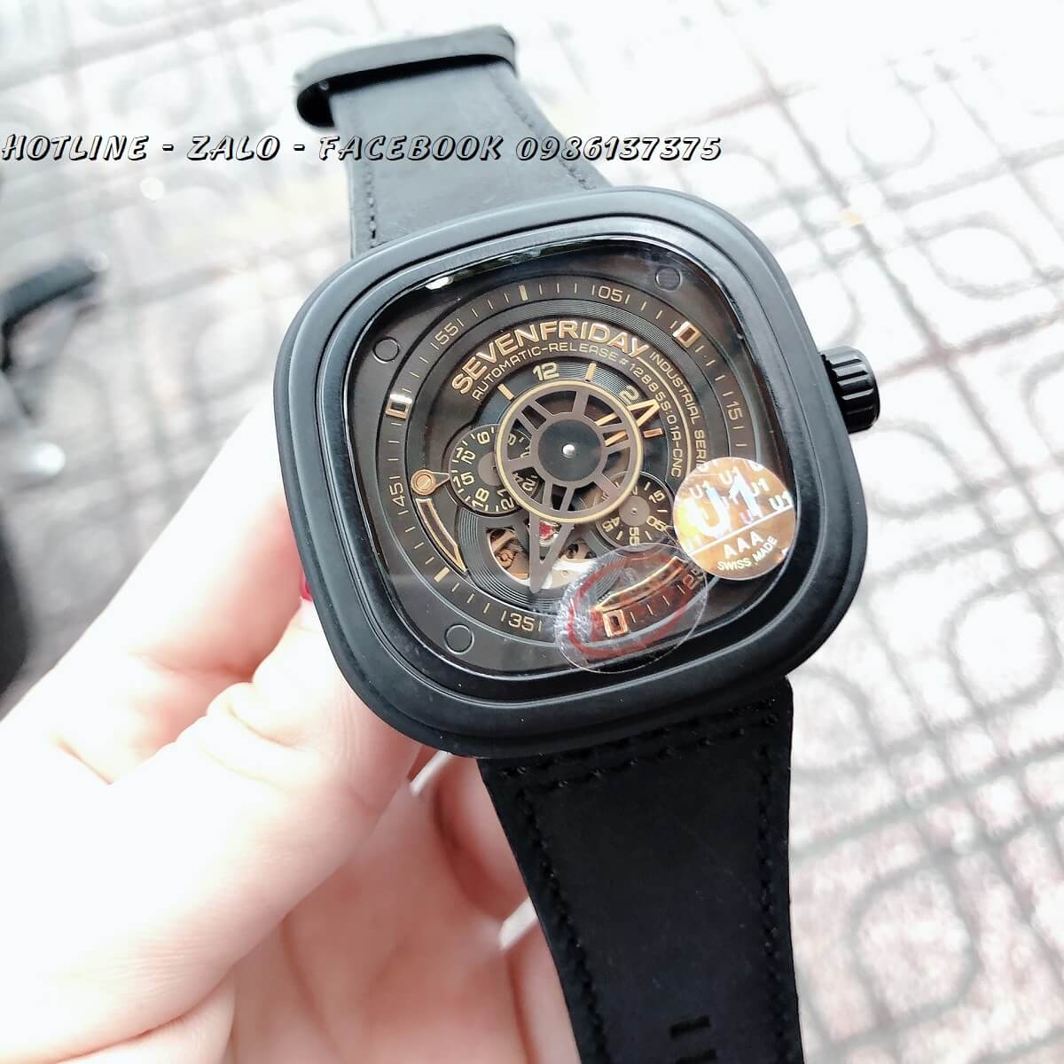 Đồng Hồ Sevenfriday Nam Automatic Tự Động Dây Da Đen