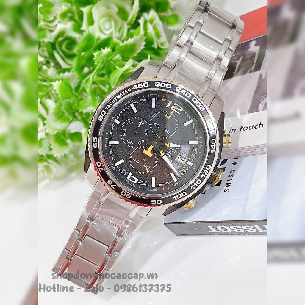 Đồng Hồ Nam Tissot Pin Dây Kim Loại Silver Kim Màu Vàng 44mm