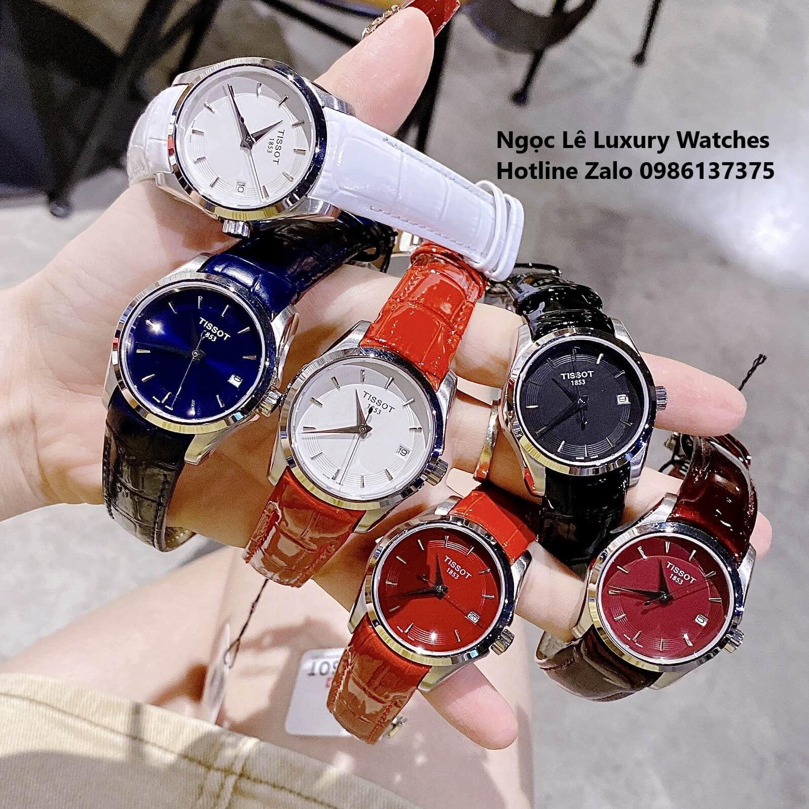 Đồng Hồ Tissot Nữ Dây Da Đỏ Mặt Đỏ Size 32mm - Tissot Couturier Quartz