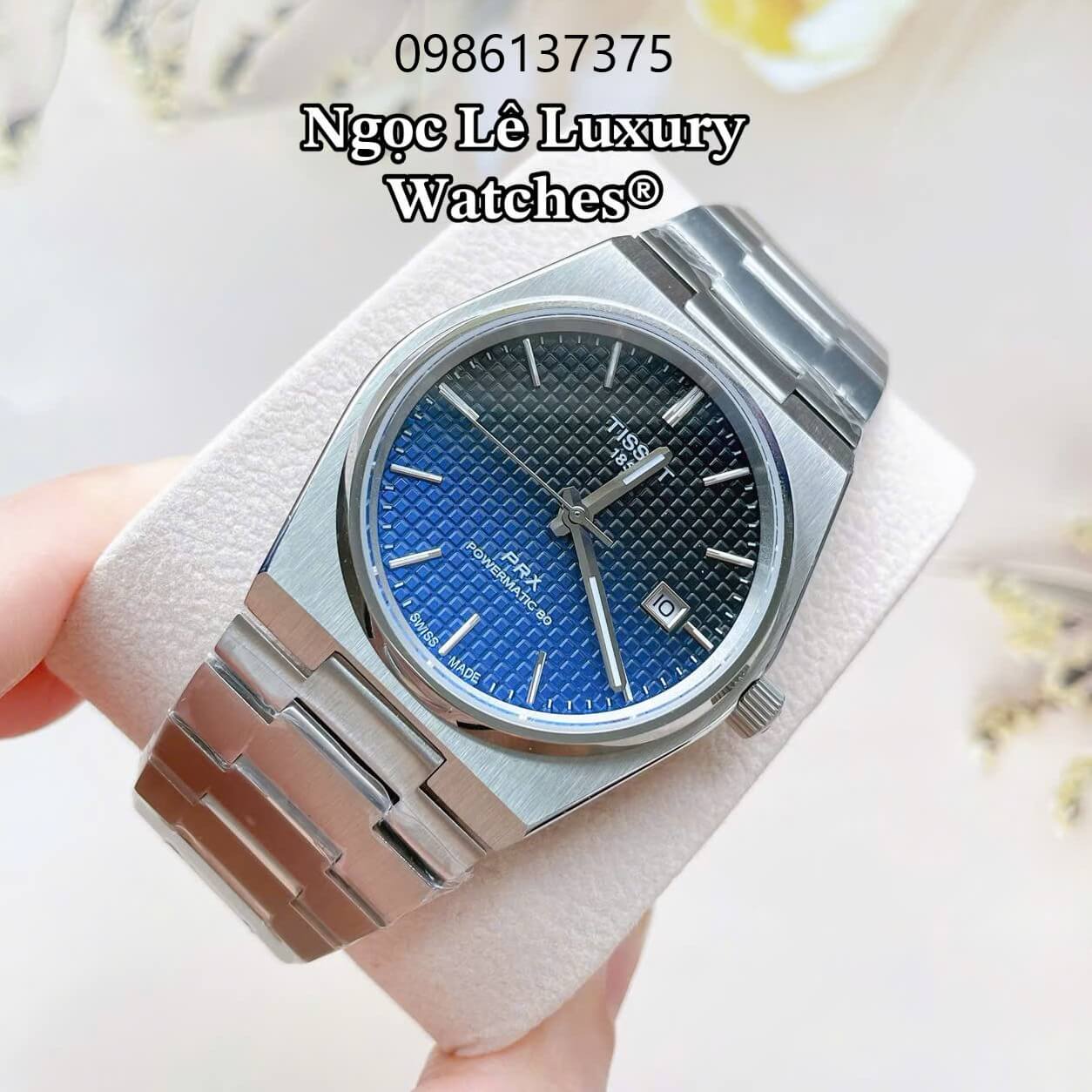 Đồng Hồ Tissot PRX Powermatic 80 Automatic - Dây Kim Loại Bạc Mặt Xanh Ombre - Size 40mm