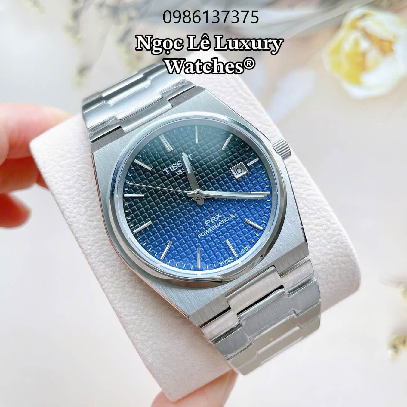 Đồng Hồ Tissot PRX Powermatic 80 Automatic - Dây Kim Loại Bạc Mặt Xanh Ombre - Size 40mm