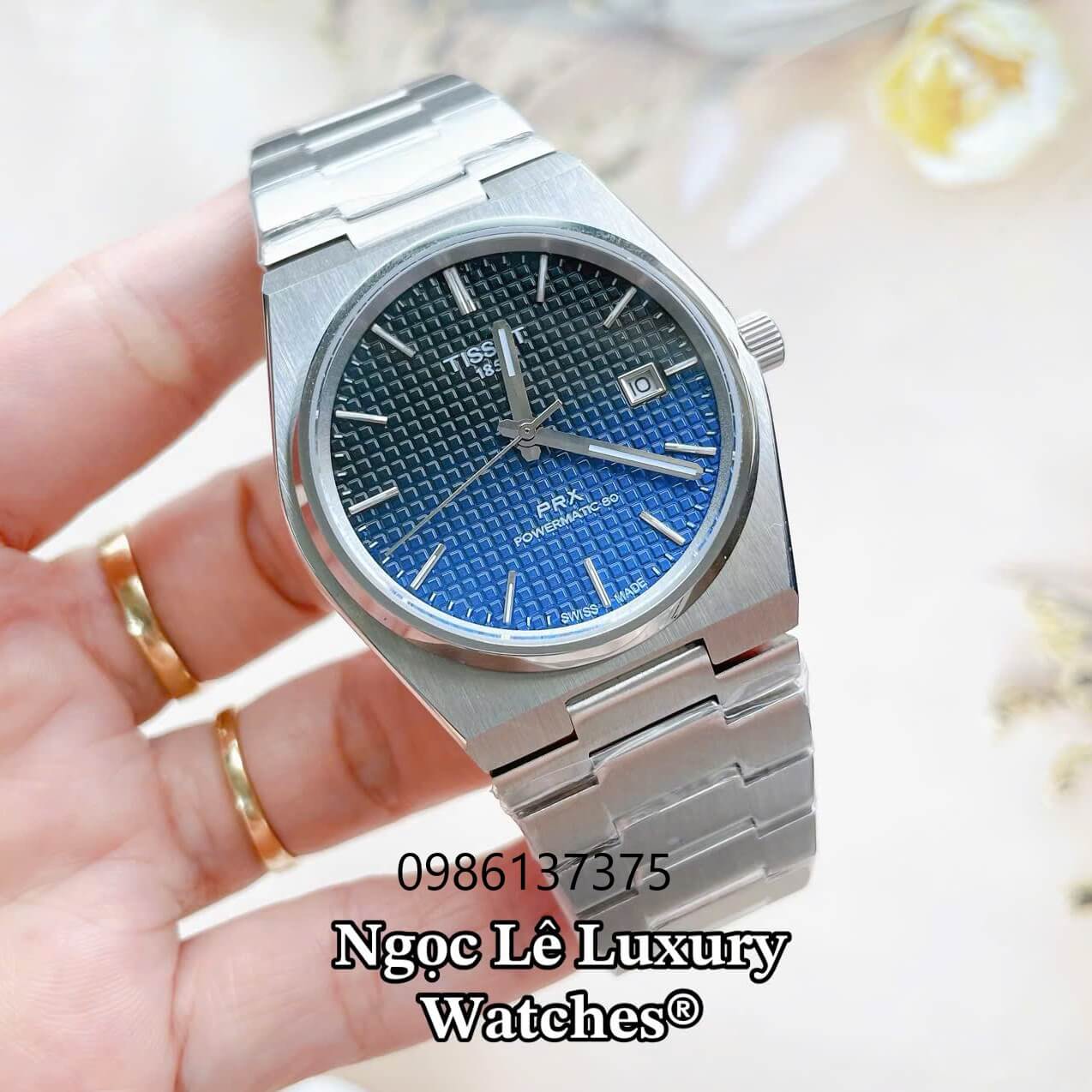 Đồng Hồ Tissot PRX Powermatic 80 Automatic - Dây Kim Loại Bạc Mặt Xanh Ombre - Size 40mm