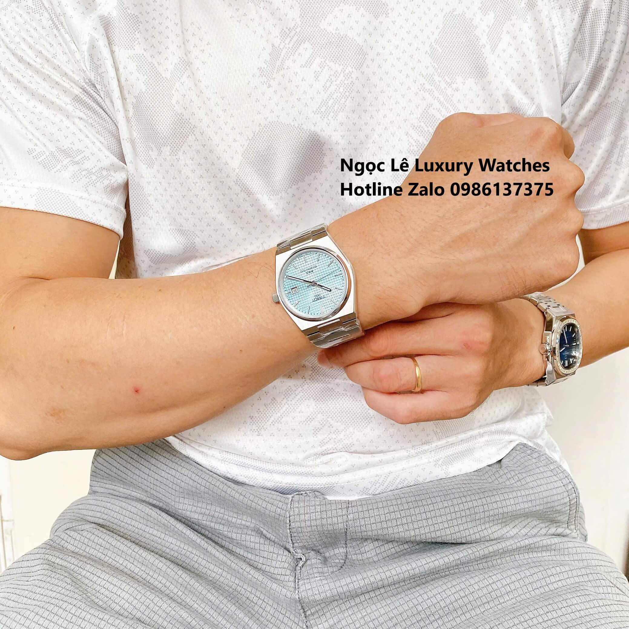 Đồng Hồ Tissot PRX Powermatic 80 Automatic - Dây Kim Loại Màu Bạc Mặt Xanh Aqua - Size 40mm
