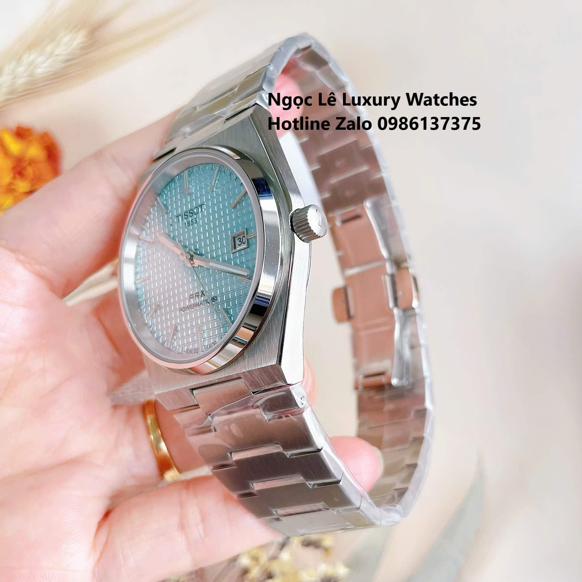 Đồng Hồ Tissot PRX Powermatic 80 Automatic - Dây Kim Loại Màu Bạc Mặt Xanh Aqua - Size 40mm