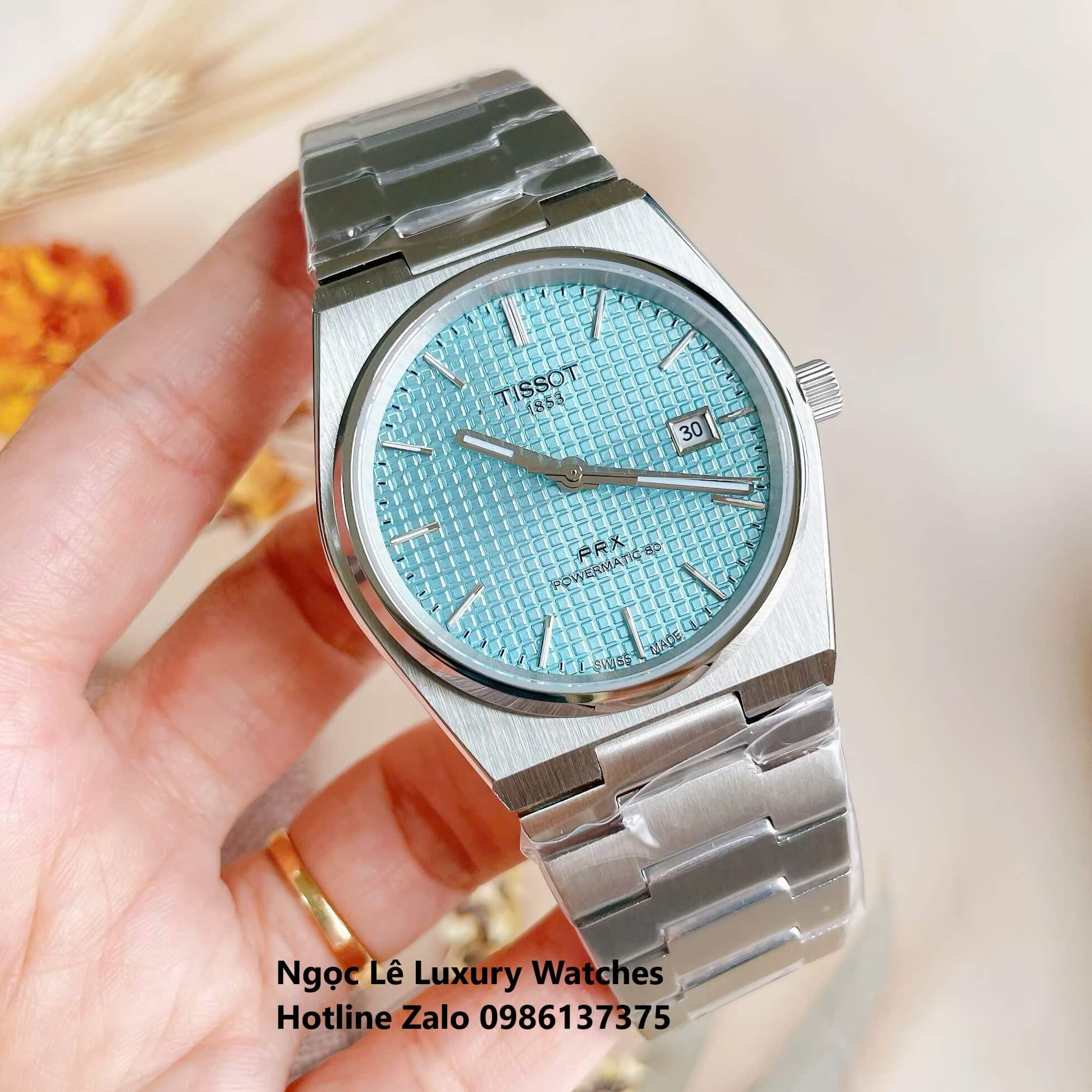 Đồng Hồ Tissot PRX Powermatic 80 Automatic - Dây Kim Loại Màu Bạc Mặt Xanh Aqua - Size 40mm