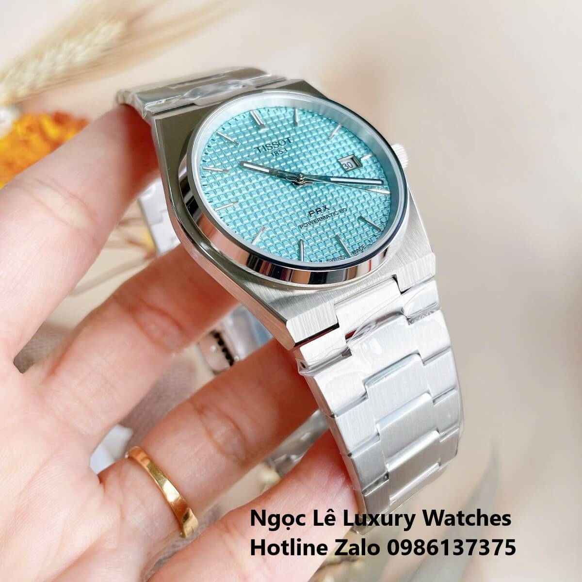 Đồng Hồ Tissot PRX Powermatic 80 Automatic - Dây Kim Loại Màu Bạc Mặt Xanh Aqua - Size 40mm
