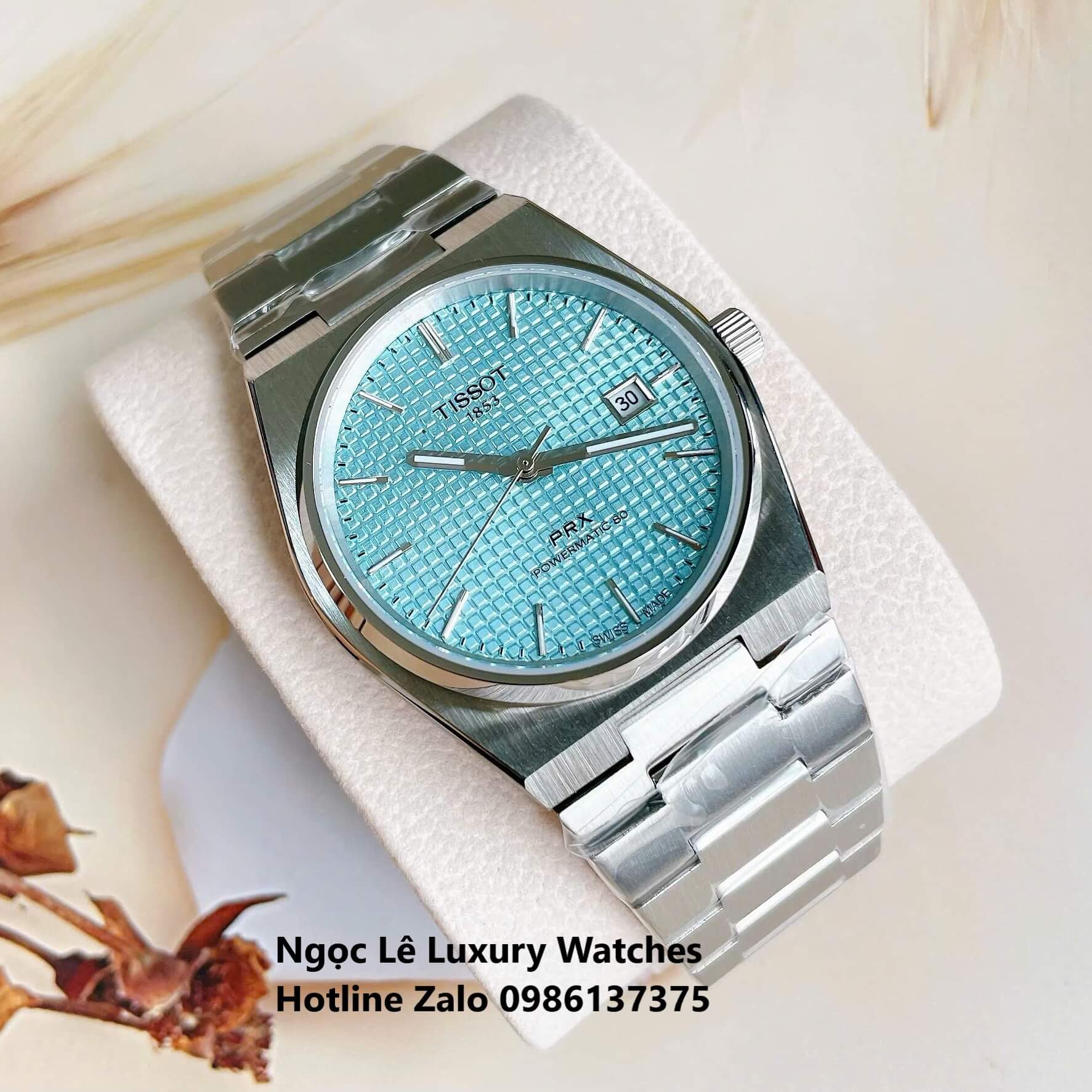 Đồng Hồ Tissot PRX Powermatic 80 Automatic - Dây Kim Loại Màu Bạc Mặt Xanh Aqua - Size 40mm