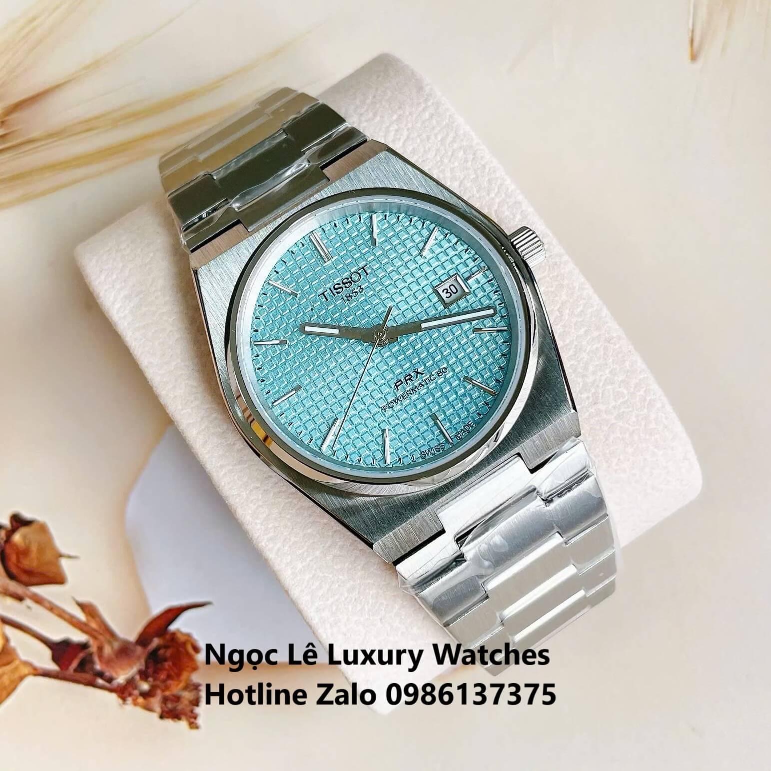 Đồng Hồ Tissot PRX Powermatic 80 Automatic - Dây Kim Loại Màu Bạc Mặt Xanh Aqua - Size 40mm