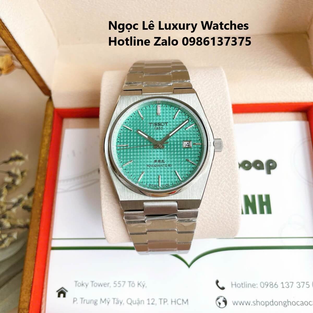 Đồng Hồ Tissot PRX Powermatic 80 Automatic - Dây Kim Loại Màu Bạc Mặt Xanh Bạc Hà - Size 40mm