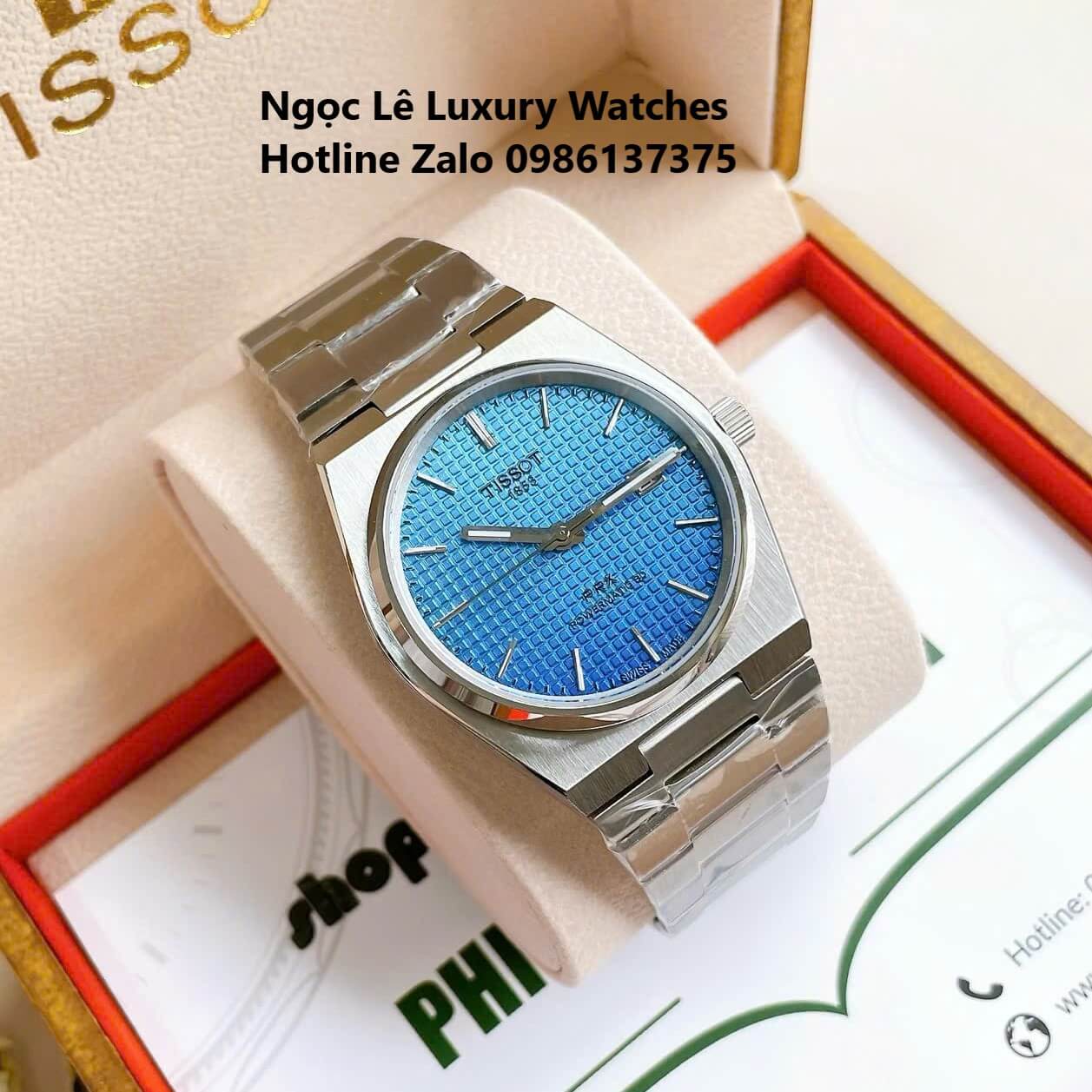 Đồng Hồ Tissot PRX Powermatic 80 Automatic - Dây Kim Loại Màu Bạc Mặt Xanh Nước Biển - Size 40mm