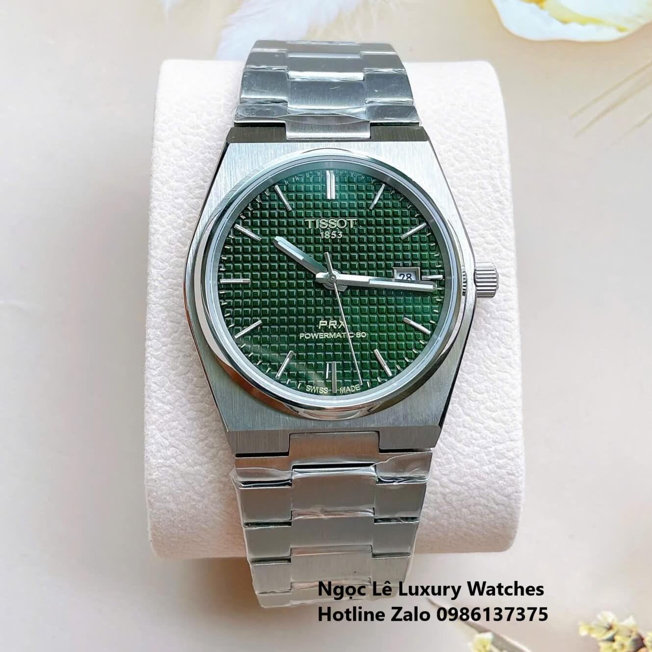 Đồng Hồ Tissot PRX Powermatic 80 Automatic - Dây Kim Loại Màu Bạc Mặt Xanh Rêu - Size 40mm