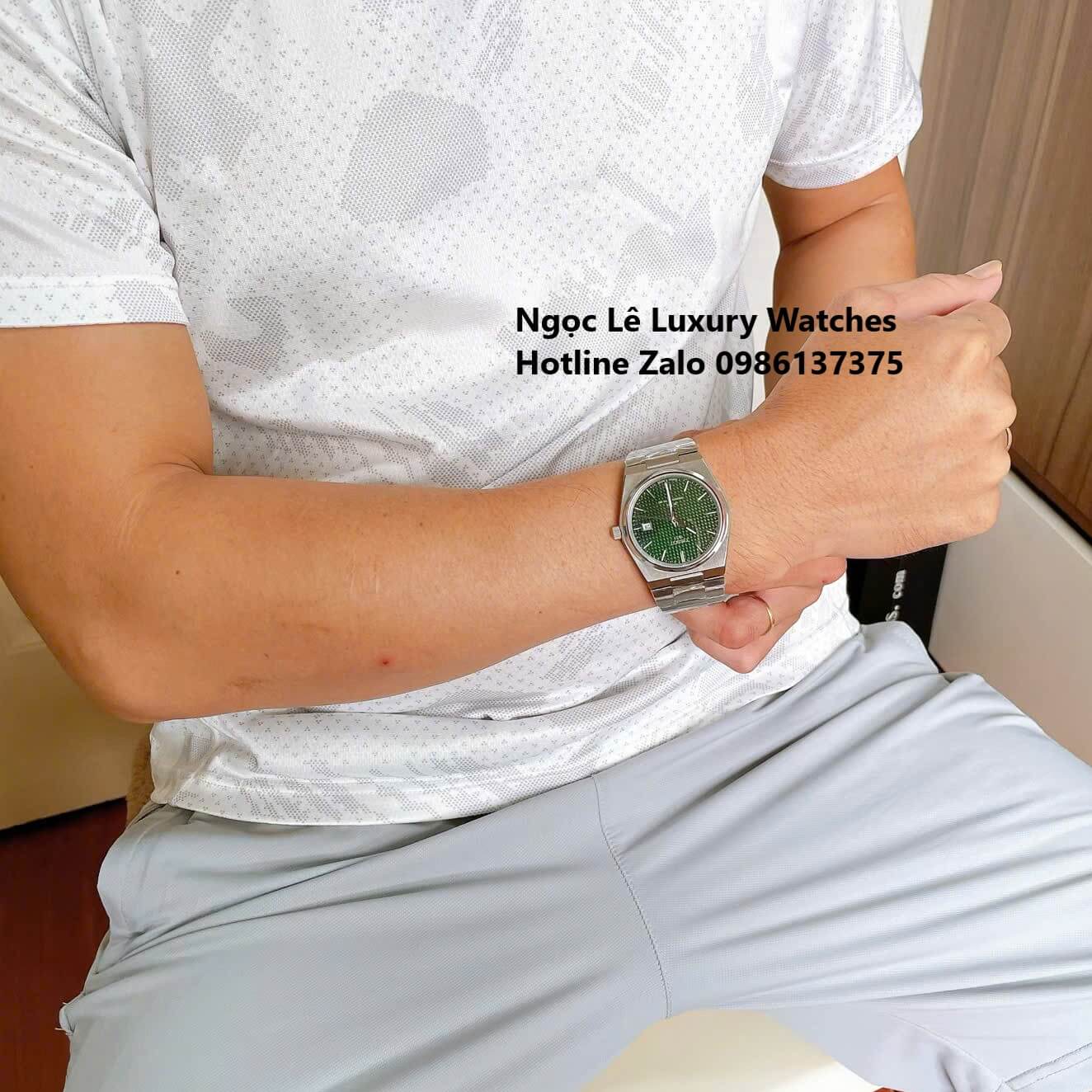 Đồng Hồ Tissot PRX Powermatic 80 Automatic - Dây Kim Loại Màu Bạc Mặt Xanh Rêu - Size 40mm