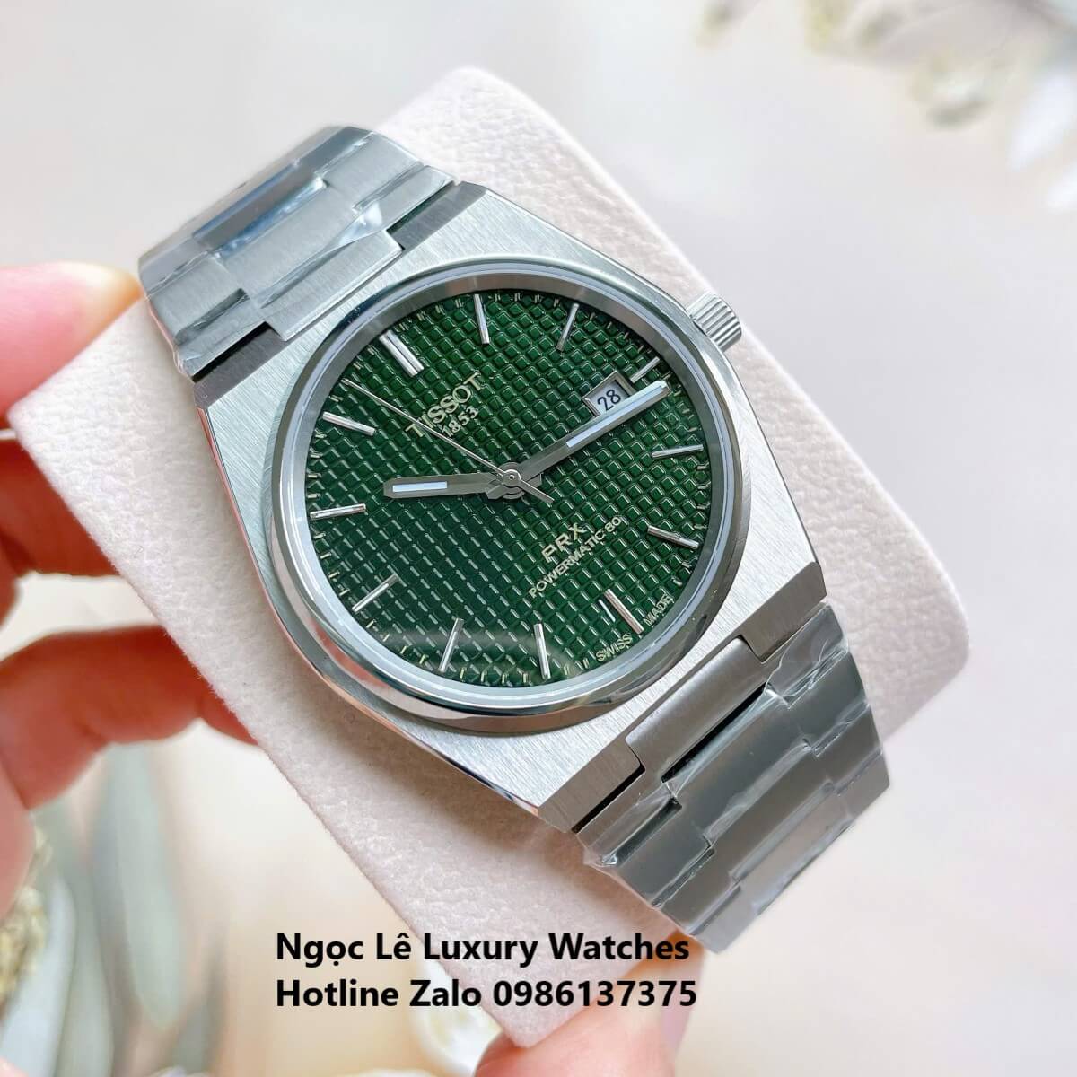Đồng Hồ Tissot PRX Powermatic 80 Automatic - Dây Kim Loại Màu Bạc Mặt Xanh Rêu - Size 40mm