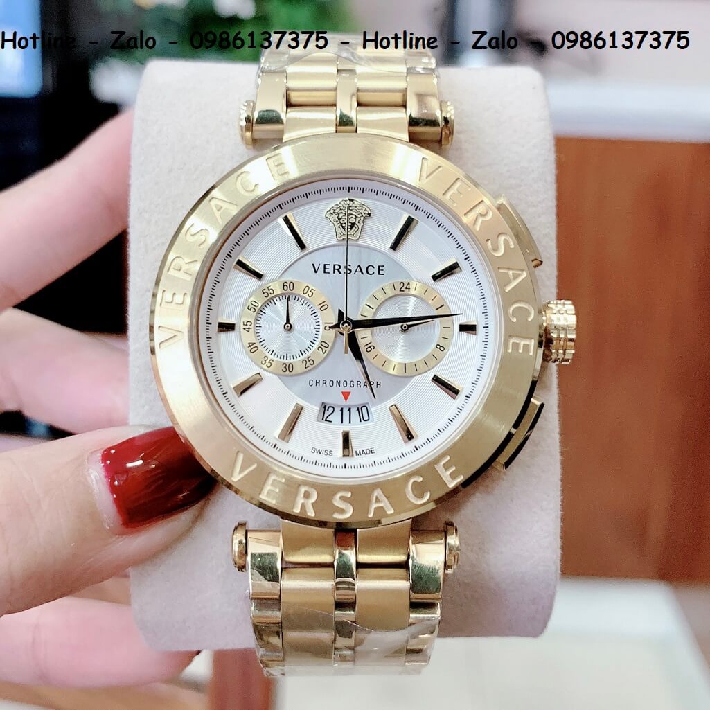 Đồng Hồ Versace Aion Nam Dây Vàng 6 Kim 44mm