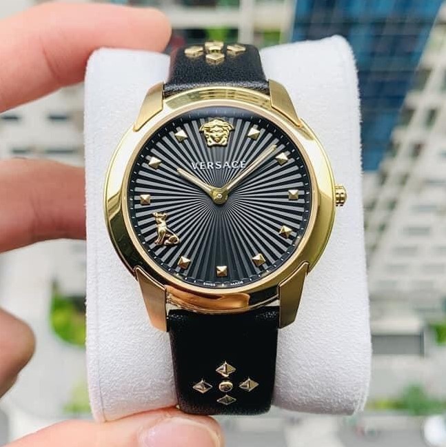 Đồng Hồ Nữ Versace Audrey Dây Da Đen 38mm