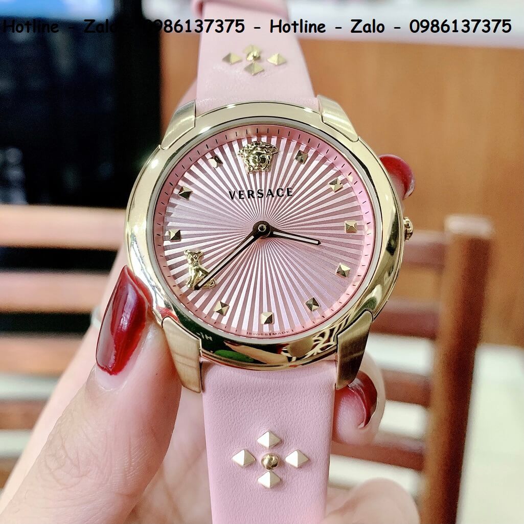 Đồng Hồ Nữ Versace Audrey Dây Da Hồng 38mm