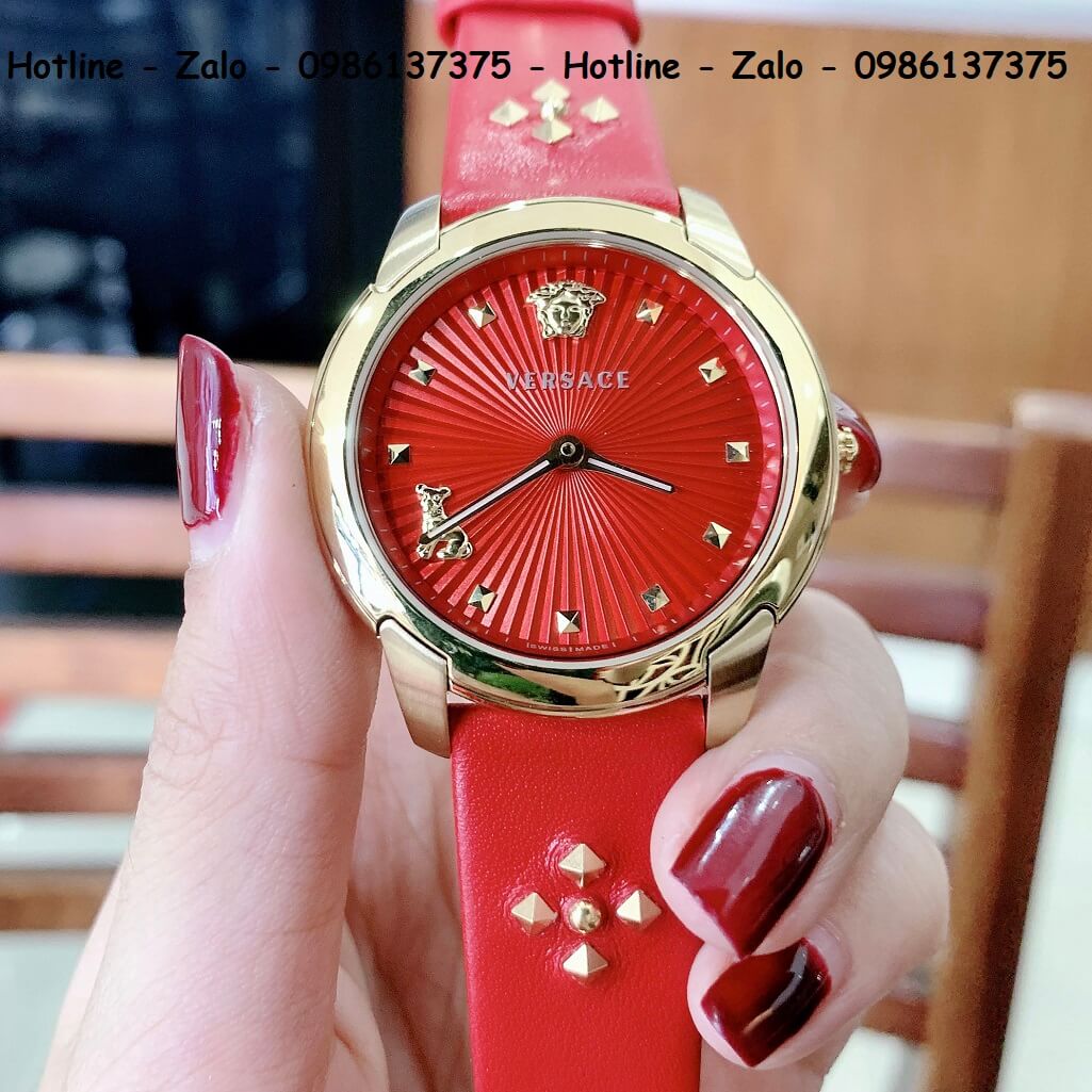 Đồng Hồ Nữ Versace Audrey Dây Da Đỏ 38mm